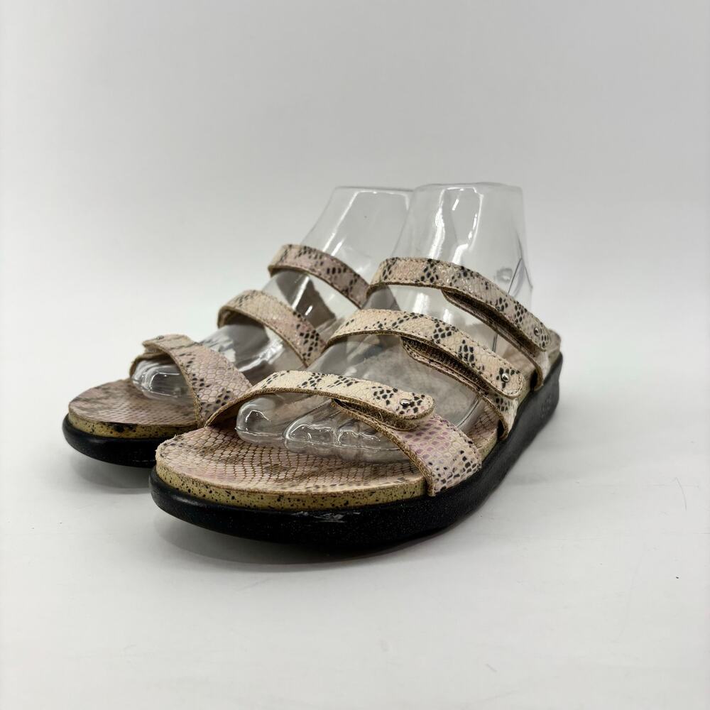 SAS Shoes Womens Size 7.5 Bellini Leather Sandals Snake Print Three Straps